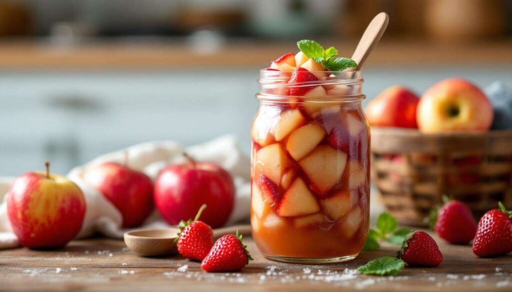 Recette de compote pommes-fraises maison