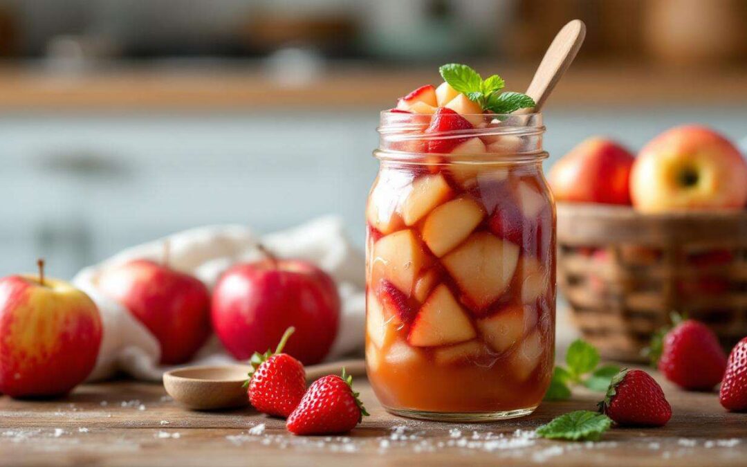 Recette de compote pommes-fraises maison