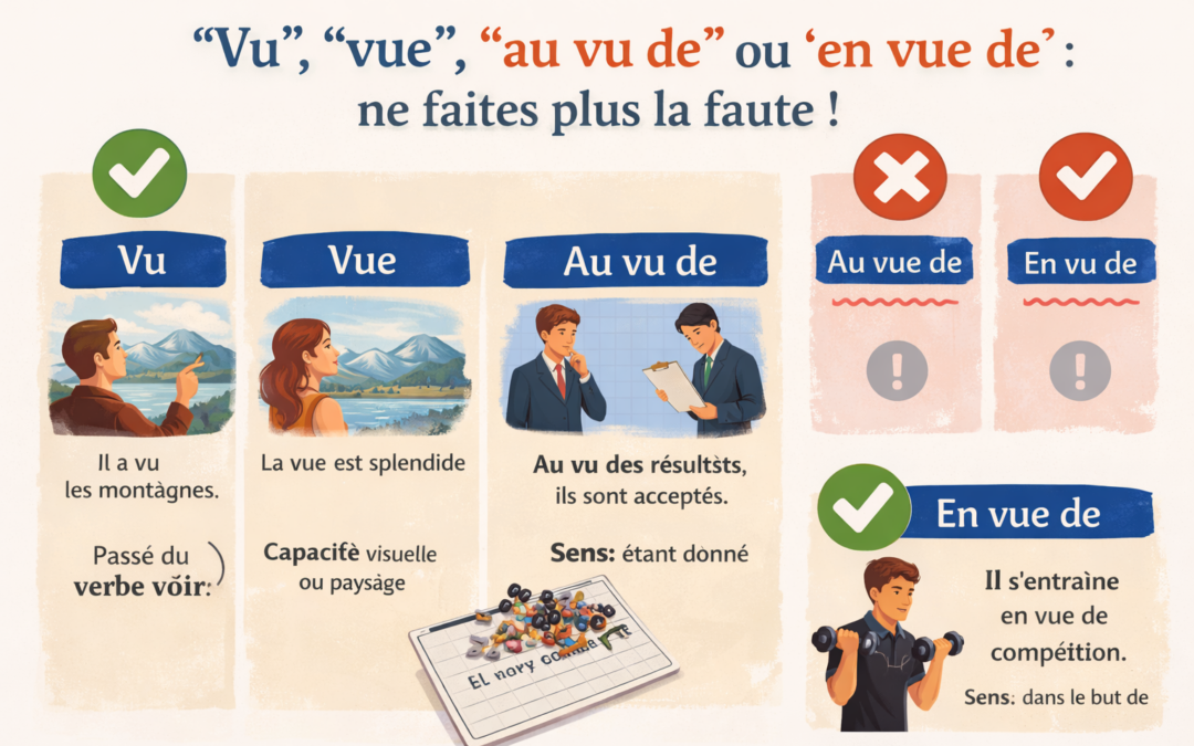 Vu », « vue », « au vu de » ou « en vue de » : ne faites plus la faute !