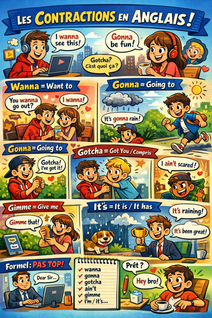 Les contractions en anglais : wanna, gonna, gotcha et plus