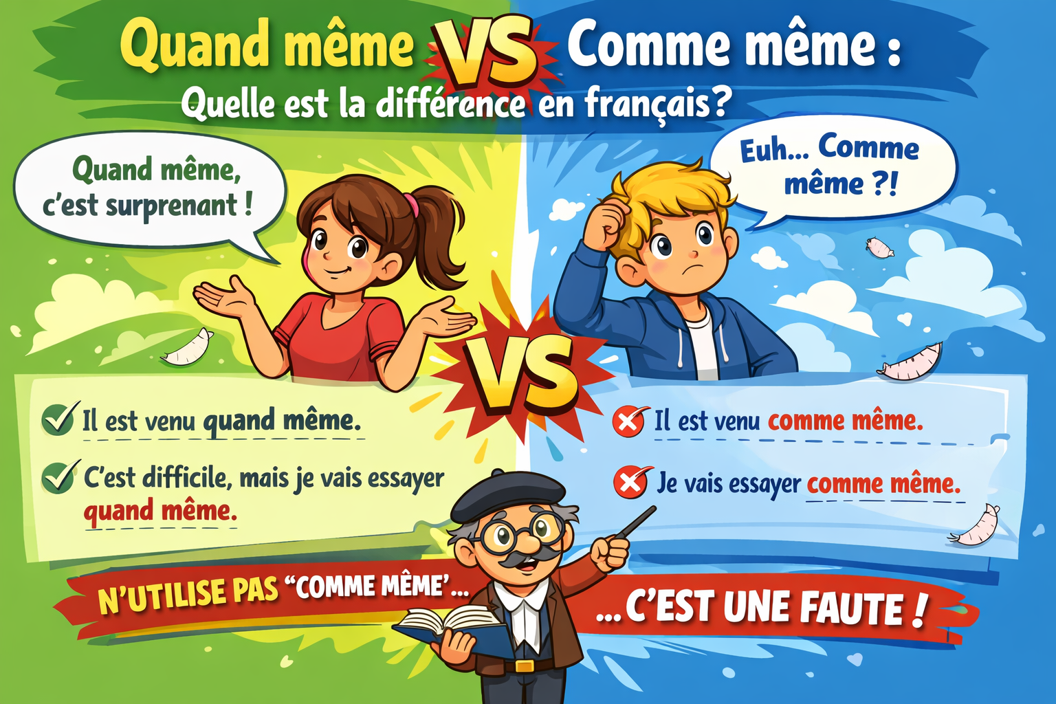 Quand même ou comme même : quelle est la différence en français ? Quand même ou comme même : quelle est la différence en français ?