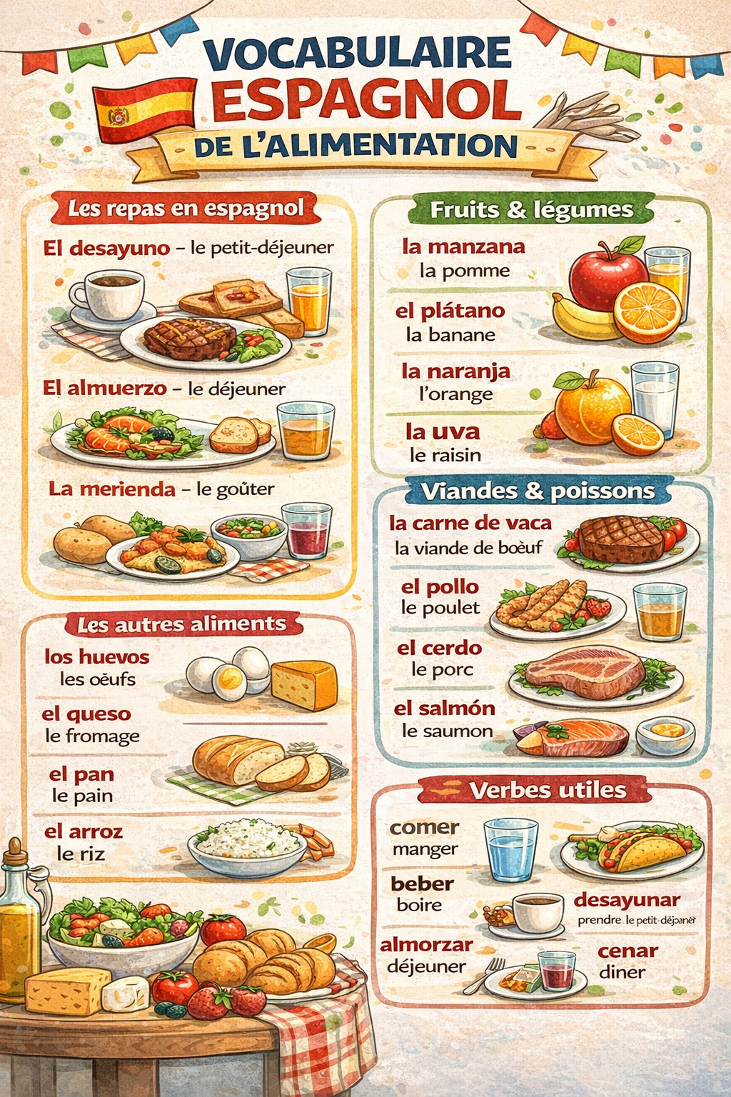 Vocabulaire espagnol de l’alimentation