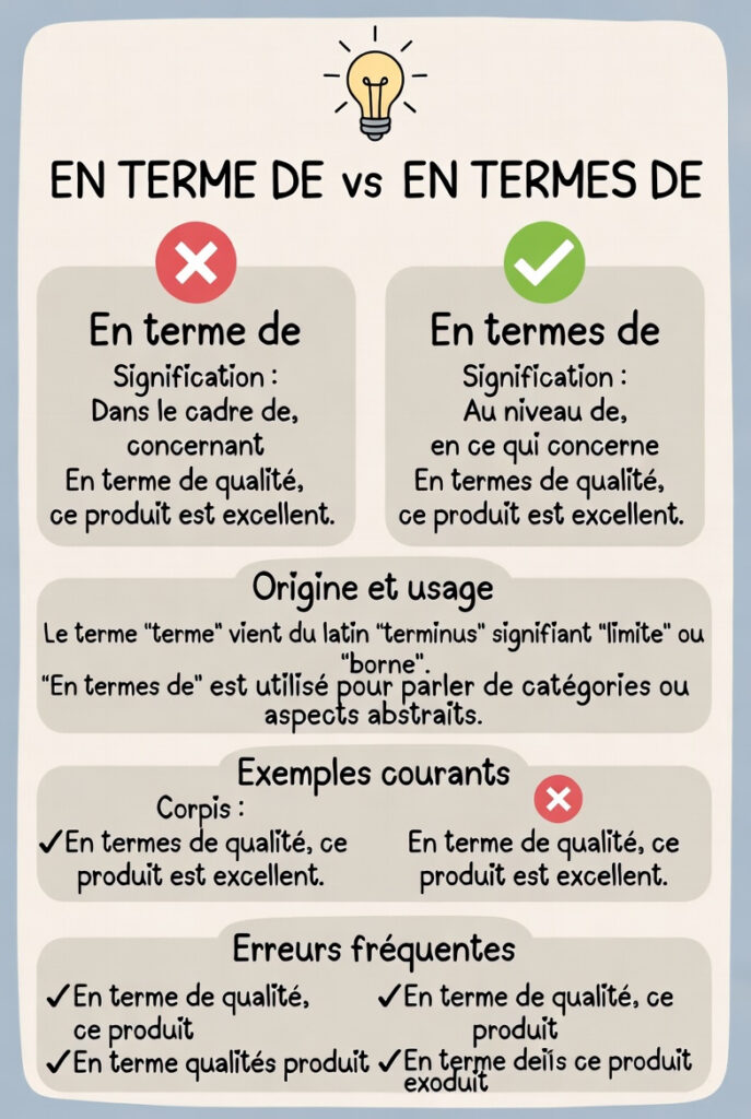 Différence : "en terme de" ou "en termes de" ?