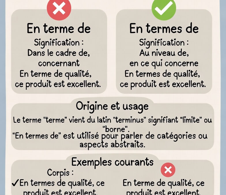 Différence : « en terme de » ou « en termes de » ?